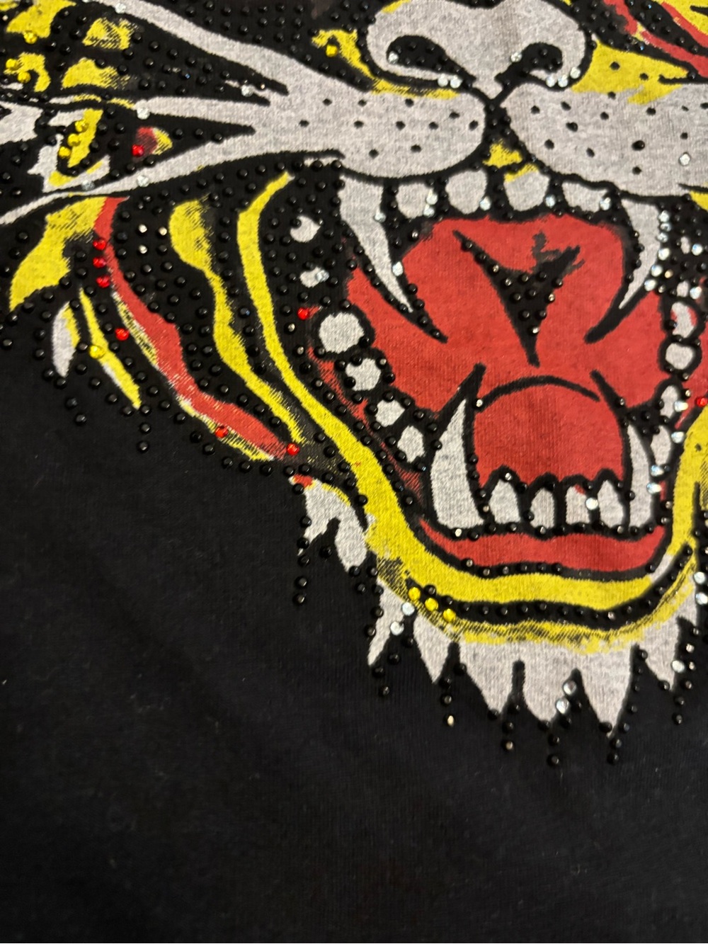 Ed Hardy Rhinestone Tiger Graphic T-Shirt Black Size Large Y2K - Picture 5 of 7